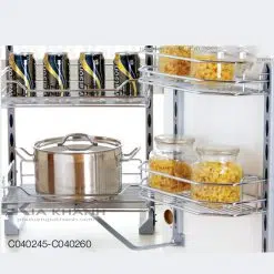 Hệ thống giá kho 2 tầng inox cánh mở Eurogold C040245