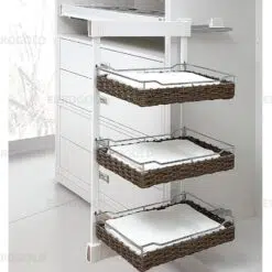 Kệ để đồ 3 tầng, ray giảm chấn, rỏ mây Eurogold EUA5190