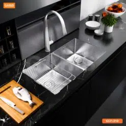 Chậu rửa chén 2 hố cân âm bàn Garis GS21.81D