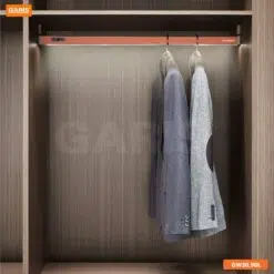 Bộ giá treo quần áo cố định cao cấp, hợp kim nhôm, lưng da, có led cảm biến thân nhiệt Garis GW30.90L