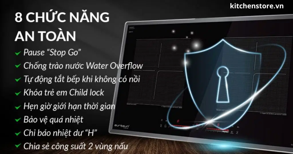 8 Tính năng an toàn trên bếp từ đôi Eurosun EU-T268Limited