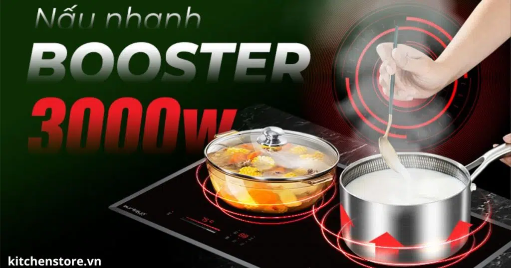 Booster nấu nhanh 3000W trên bếp từ Eu-T895GE