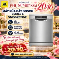 Máy rửa bát Bosch SMS6ZCI16E Series 6 Zeolith có đèn InteriorLight