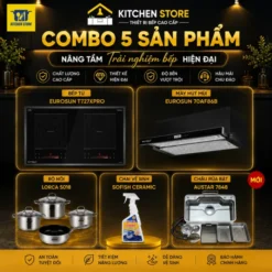 Combo bếp từ hút mùi vòi chậu Eurosun EU-T727XPro