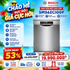 Máy rửa bát Bosch SMS6ZCI00P 14 bộ serie 6, Zeolith