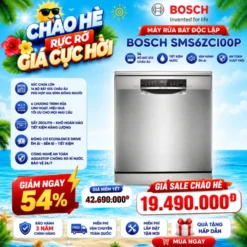 Máy rửa bát Bosch SMS6ZCI00P 14 bộ serie 6, Zeolith