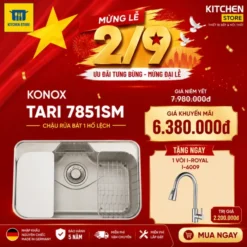 Chậu rửa bát phong cách Nhật bề mặt mịn Konox Tari 7851SM