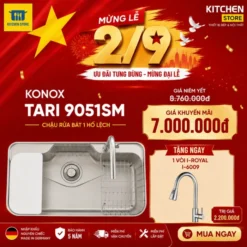 Chậu rửa bát phong cách Nhật bề mặt mịn Konox Tari 9051SM